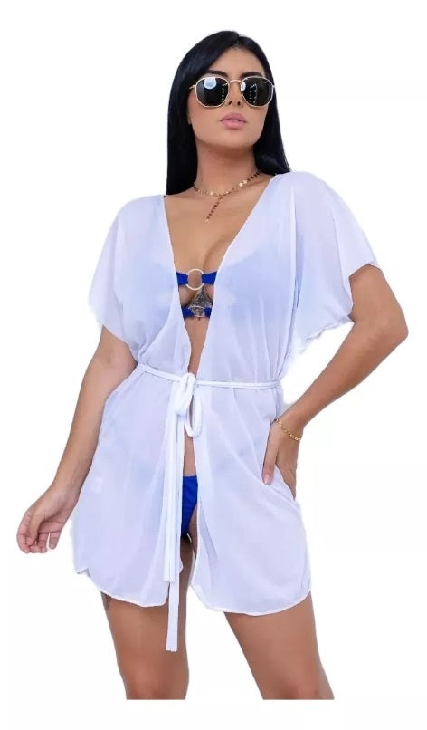 Saída de praia Kimono curta