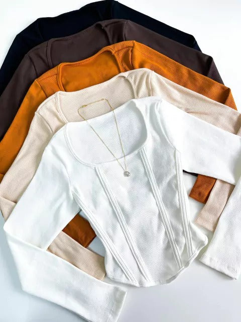 Cropped Feminino Manga Longa de Bico