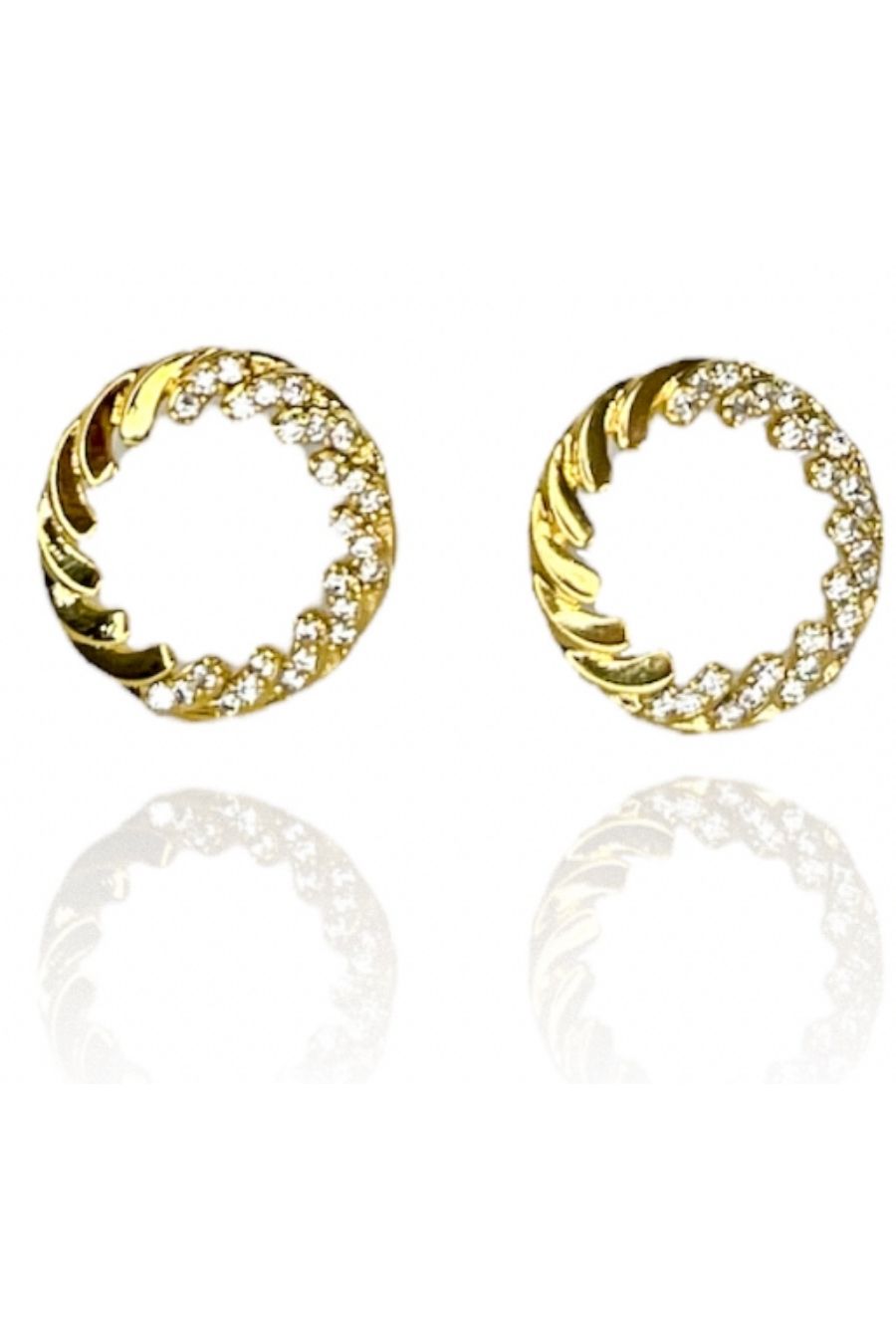 Brinco Aro Torcido Cravejado com Zircônia Banhado em Ouro 18k