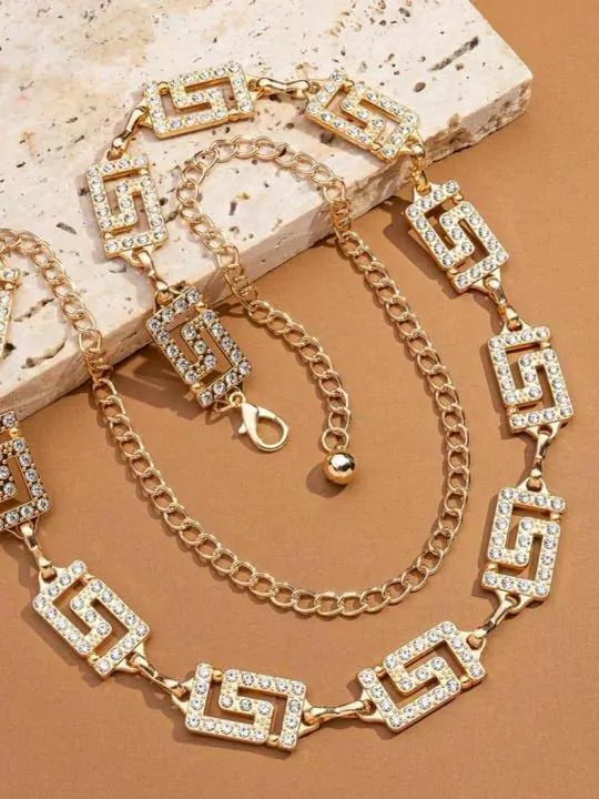 Cinto Feminino Corrente com Strass Diana Ref. 1232