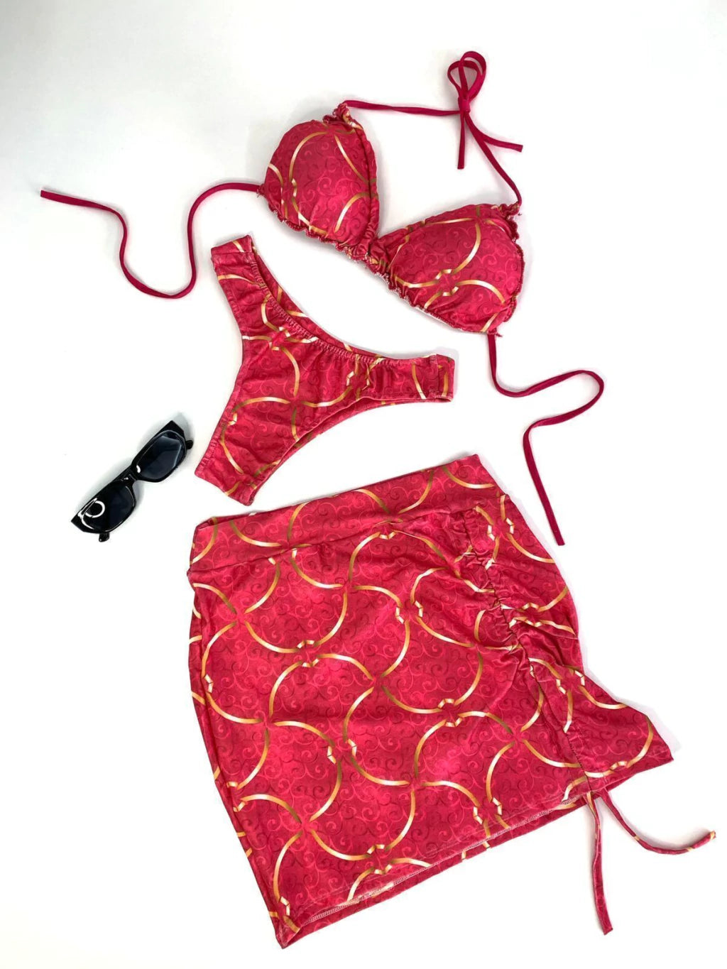 Conjunto Feminino Biquíni e Saia Curta Regulável