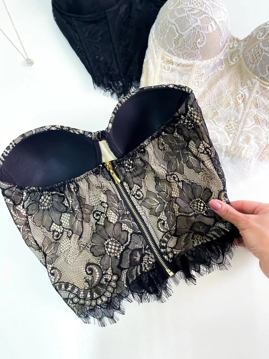 Cropped Feminino Corset Renda