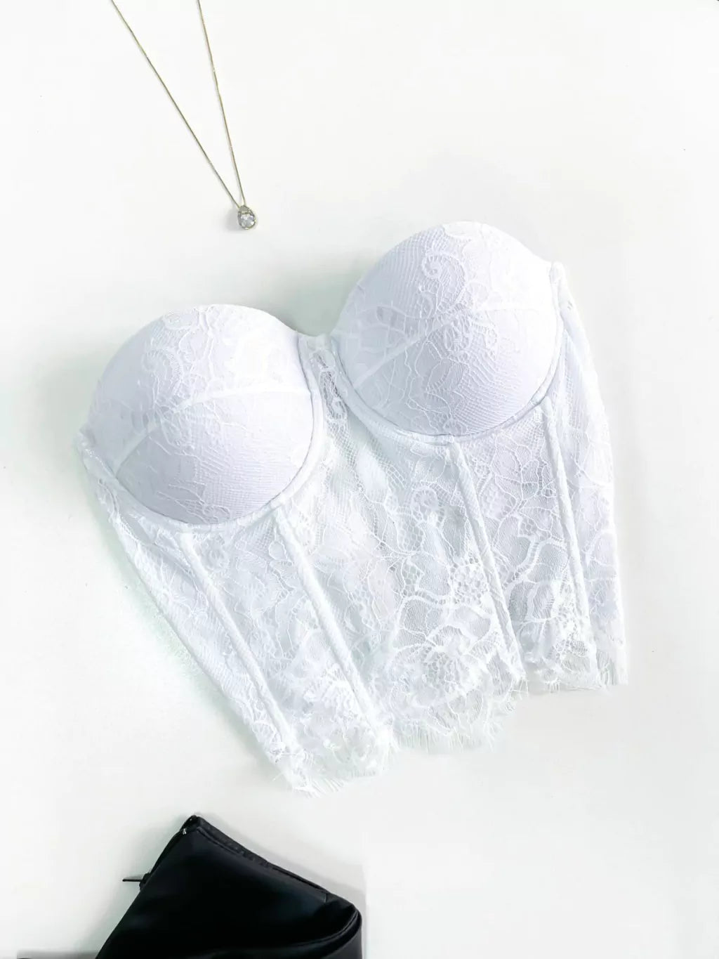 Cropped Feminino Corset Renda