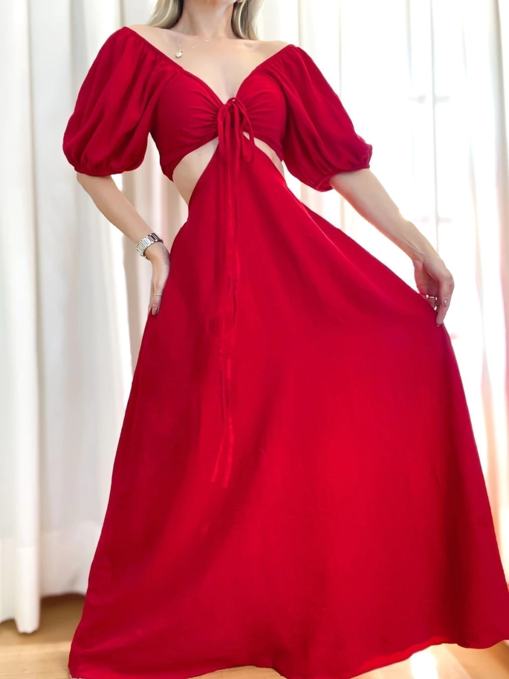 Vestido Conjunto Longo Feminino Ciganinha Amarração