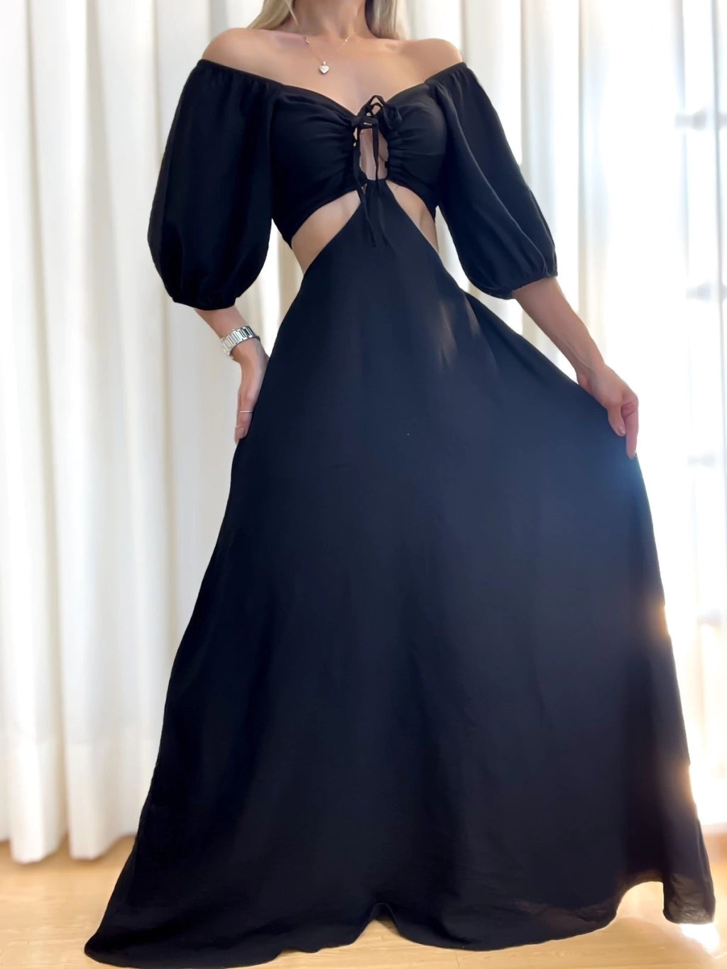 Vestido Conjunto Longo Feminino Ciganinha Amarração