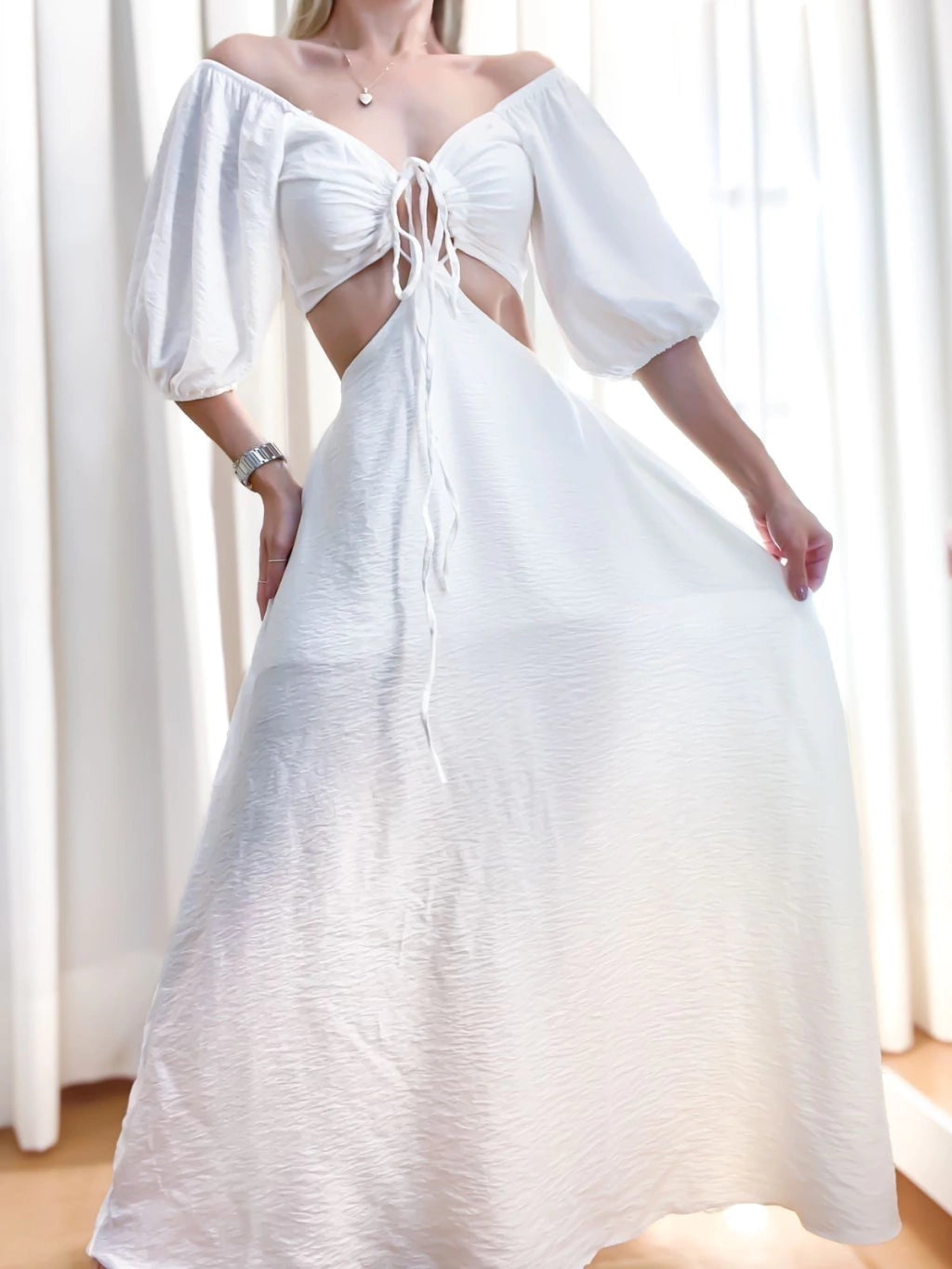 Vestido Conjunto Longo Feminino Ciganinha Amarração