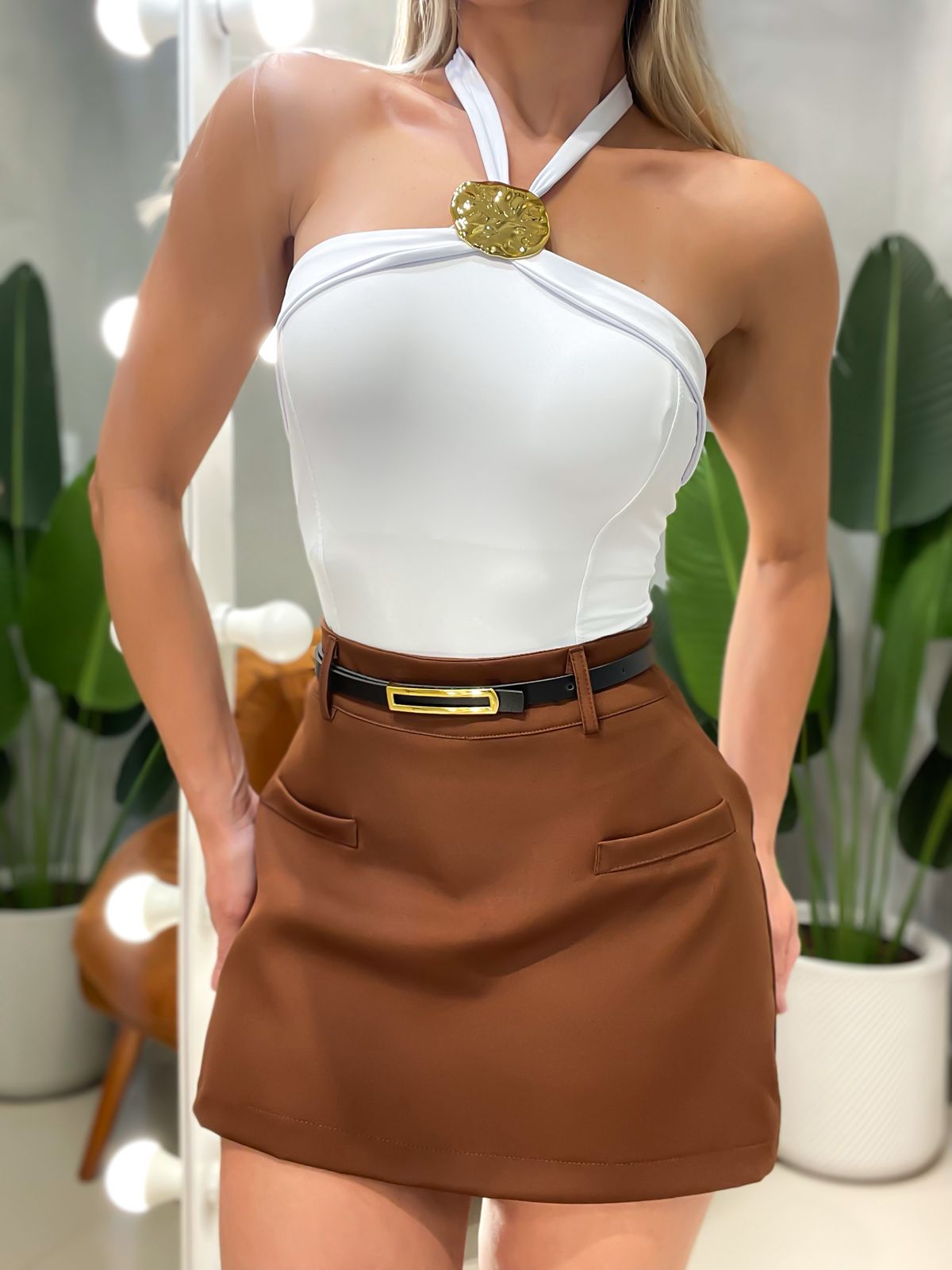 Shorts Saia em Alfaiataria com Bolso Francine Ref. 1810